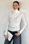 Long Sleeve Blouse with Draped Shoulders and Waist - 2