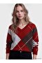 V-Neck Diamond Patterned Women's Knitwear Sweater (W6)