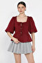 Square Neck Tie Front Women's Blouse - 2