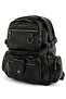 Faux Leather Multi-Compartment Backpack - 2