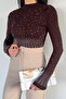 Women's Stand Collar Lycra Stone Embroidered Blouse - 3