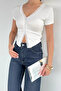 Women's V-Neck Lace Detailed Lycra Blouse - 2