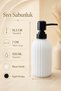 Vovy Striped Glass Soap Dispenser 500 ml – Modern Liquid Soap and Detergent Dispenser with Black Pump - 18.5 cm X 7 cm - 4