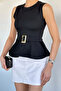 Women's Belt Detailed Gold Buckle Volan Blouse - 3