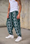 Men's Pleated Elastic Cuffed Patterned Shalwar Trousers - 4