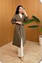 Elastic Sleeve Belted Lined Trench Coat - Khaki