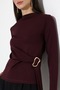 Women's Modal Side Buckle Draped Long Sleeve Blouse - 2