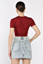 Women's Crew Neck Lycra Crop Top Blouse - 4