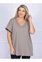 Plus Size V-Neck Cotton Blouse with Lace Detail on Sleeves - 6