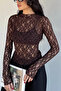 Women's High Neck Lycra Transparent Blouse - 2