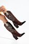 Women's Western Cowboy Boots with Pointed Toe, Appliqué Detail, Thick Heel, Suede Look - 5