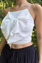 Women's Blouse with Rope Straps and Bow - 2