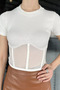 Women's Crew Neck Tulle Camisole Blouse - 3