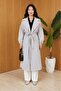 Elastic Sleeve Belted Lined Trench Coat - Gray