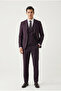Men's 6 Drop Slim Fit Vest Suit Double Slit Gold Bird Eye - Plum