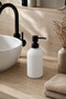 Vovy Striped Glass Soap Dispenser 500 ml – Modern Liquid Soap and Detergent Dispenser with Black Pump - 18.5 cm X 7 cm - 5