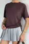 Women's Crew Neck Blouse with Side Gather Detail - 3