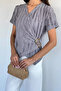 Women's Double Breasted Collar Gold Buckle Blouse - 3