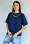 Women's Crew Neck Blouse with Necklace Accessory