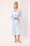 Paisley Patterned Blue and White Women's Long Kimono with Drawstring Waist and Tie Detail – Lavinia