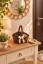 Decorative Knitted Basket with Handles – Multi-Purpose Organizing Basket with Lace Bow - 3