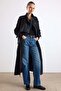 Oversized Water-Repellent Trench Coat with Stand-Up Collar, Cape and Placket Detail Black 6892 - 5