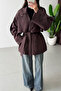 Women's Apolet Belted Medium Length Trench Coat Dark Brown - 4
