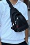 Men's Black Faux Leather Multi-Compartment Crossbody Chest and Shoulder Bag Body Bag - 4