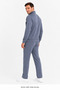 Men's stand collar zippered striped raschel tracksuit set 2394 - 5