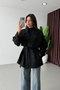 Women's Apolete Belted Medium Length Trench Coat Black
