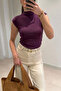 Premium Stand-Up Collar Blouse - Mulberry - 3
