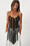 Beaded Transparent Tassel Blouse - 2