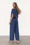 Women's Blue Waist-Cuffed, Lace-Detailed Pants and Blouse Woven Set Alc-X15567 - 4