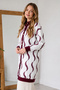 Patterned Beard Cardigan N3323 Claret Red - 2