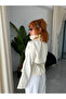 Beige Belted Double Breasted Short Outerwear - 4