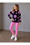 Girls' Flower-Patterned Sweatshirt and Leggings Fall Outfit Set 3-10 Years - 4
