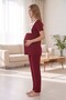 Rosette Floral Patterned Maternity and Postpartum Pajama Set with Lace Detail and Robe - 5