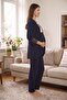 Rosette Floral Patterned Maternity and Postpartum Pajama Set with Lace Detail and Robe - 2