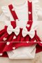 Baby Girl Set Dress Heart Patterned 3-Piece Set Bow Detailed Suspender Skirt - 7