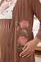 Rosette Floral Patterned Maternity and Postpartum Pajama Set with Lace Detail and Robe - 6