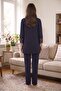 Rosette Floral Patterned Maternity and Postpartum Pajama Set with Lace Detail and Robe - 3