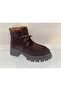 Genuine Leather Suede Plush Laced Zippered Boots Women's Shoes - 2