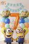 Minions Balloon 16 Piece Set 7Th Birthday Set Happy Birthday Banner Orange Color Number Foil Balloon and Minion Foil Balloon Set