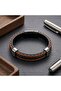Natural Stone Combined Brown Genuine Leather Men's Bracelet Set - 4