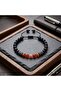Brown Color Genuine Leather & Natural Stone 2-Piece Men's Bracelet Set - 5