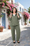 Plus Size Buttoned Muslin Jacket and Pants Set - 5