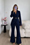 Lace Belted Jacket Trousers Blazer Suit