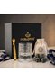 360 °   Rotating Whiskey Glass Gift Set with 6 Granite Whiskey Stones, Gold Steel Tongs, Premium Pouch