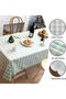Light Green and White Checkered Pattern Rectangle Tablecloth,Stain-Resistant and Washable Polyester Table Cloth - 2