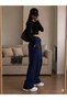 Oversize Women's Sweatpants Relaxed Fit Premium Cotton Navy Blue - 4